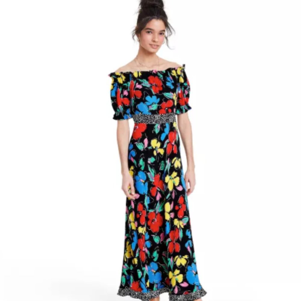 Floral Off the Shoulder Puff Sleeve Dress